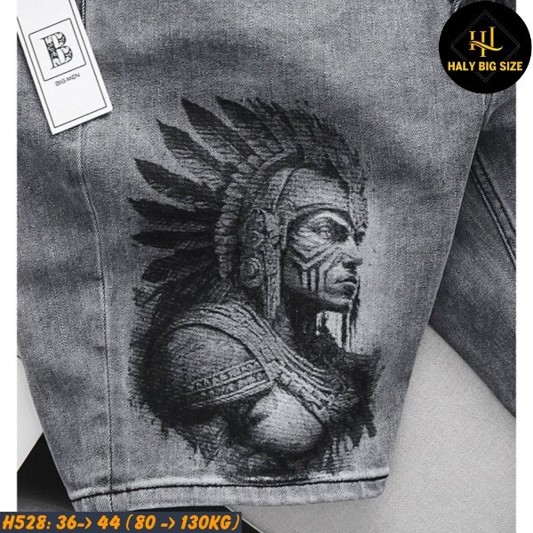 Quần short jean nam big size in hình độc lạ H528