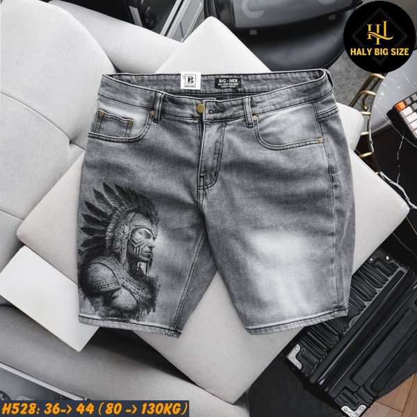 Quần short jean nam big size in hình độc lạ H528