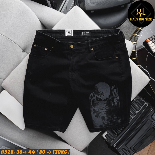 Quần short jean nam big size in hình độc lạ H528