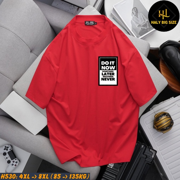 Áo thun nam big size màu đỏ in hình ngộ nghĩnh H530