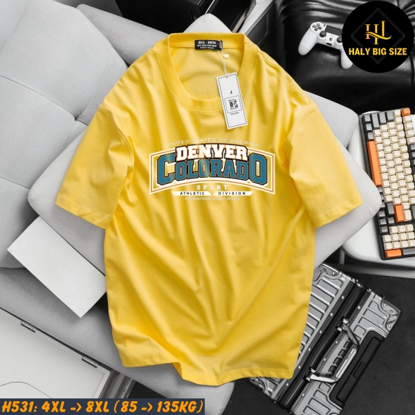 Áo thun nam big size màu vàng H531