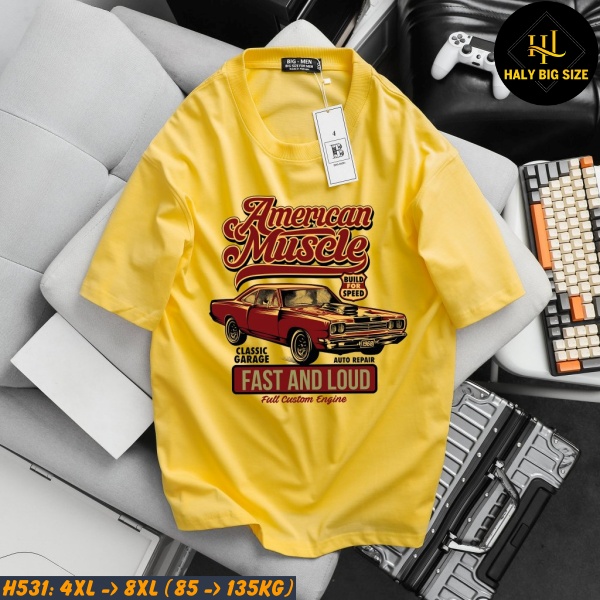 Áo thun nam big size màu vàng H531