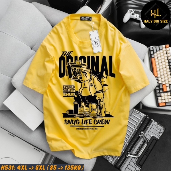 Áo thun nam big size màu vàng H531