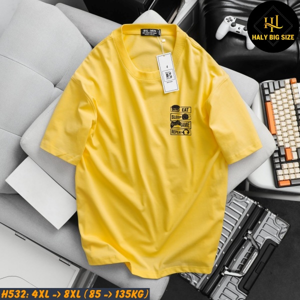 Áo thun nam big size màu vàng in game H532