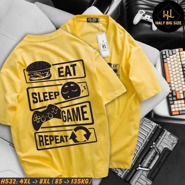 Áo thun nam big size màu vàng in game H532