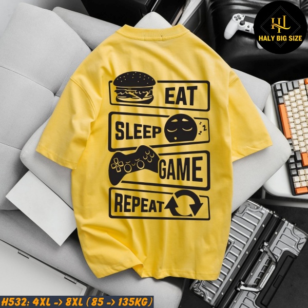 Áo thun nam big size màu vàng in game H532