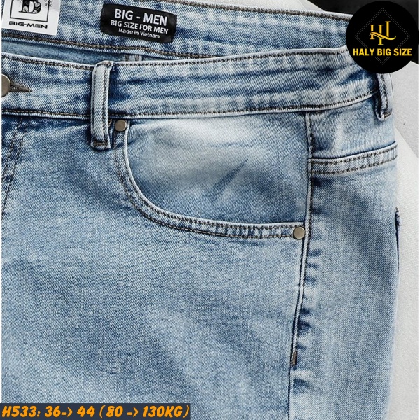 Quần short jean nam big size trơn tông xanh H533