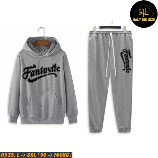 Đồ bộ nam big size áo hoodie, quần nỉ H535