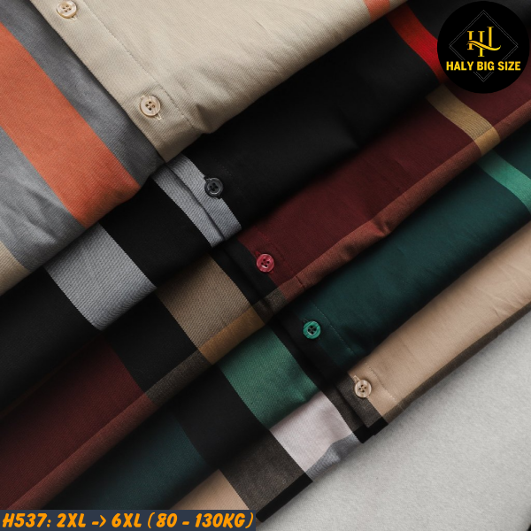 Áo sơ mi nam tay ngắn big size sọc caro BBR H537