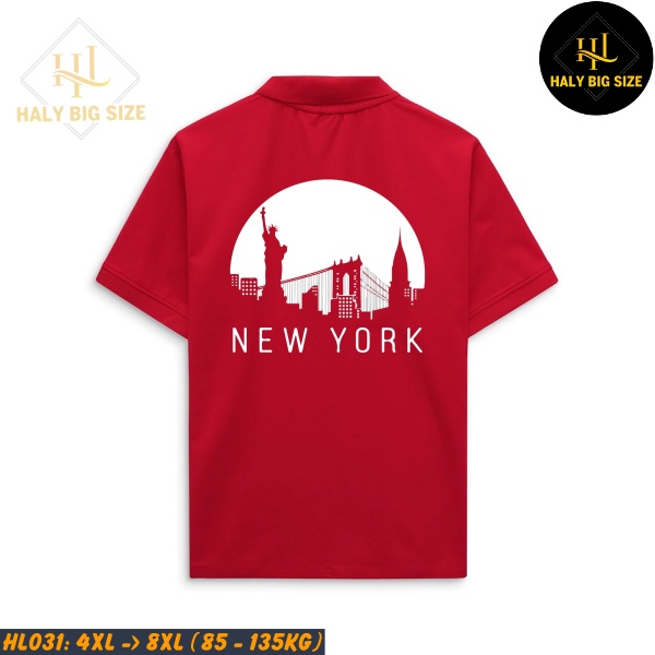 Áo polo nam big size đỏ Newyork HL031