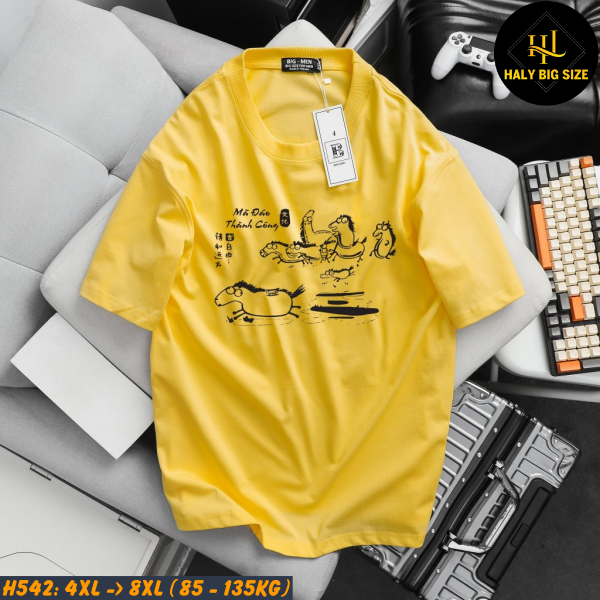 Áo thun nam big size màu vàng H542