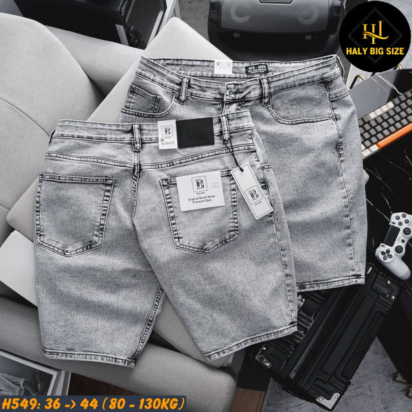 Quần short jean nam big size xám nhạt H549