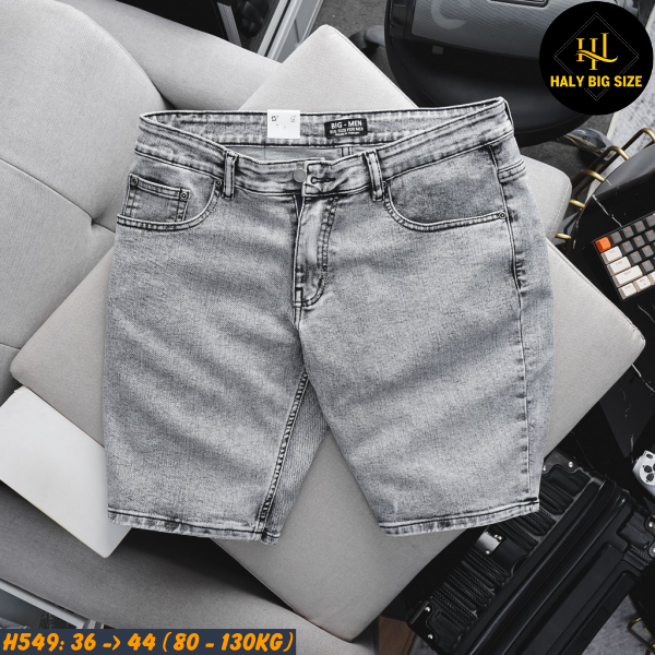 Quần short jean nam big size xám nhạt H549