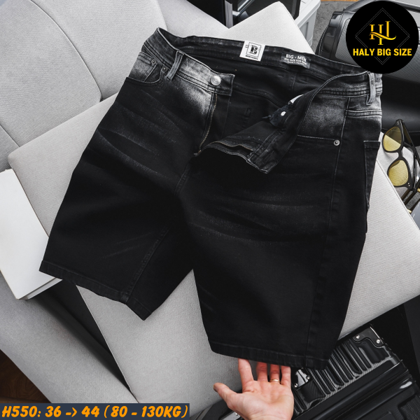 Quần short jean nam big size wash 2 màu H550