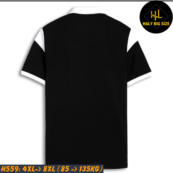 Áo polo nam big size phối thân trắng đen H559