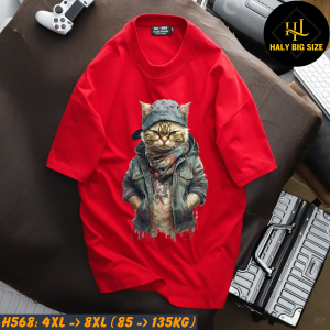 Áo thun nam big size in mèo sm H568