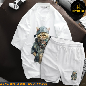 Đồ bộ nam big size in mèo sm H575