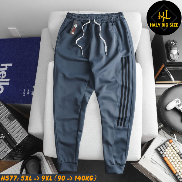 Quần jogger thun nam big size thể thao 3 sọc H577