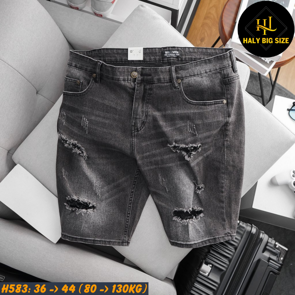 Quần short jean nam big size tông xám H583