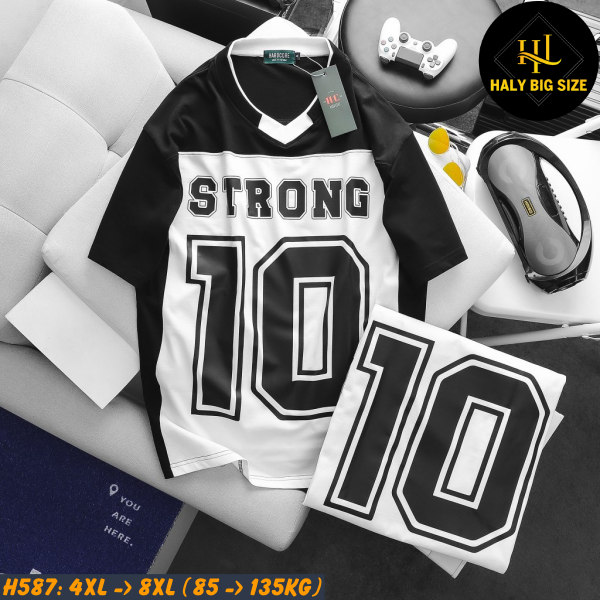 Áo thun nam big size phối cổ in số 10 H587