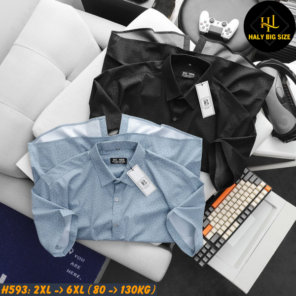 Áo sơ mi nam big size tay ngắn vải cao cấp QC H593