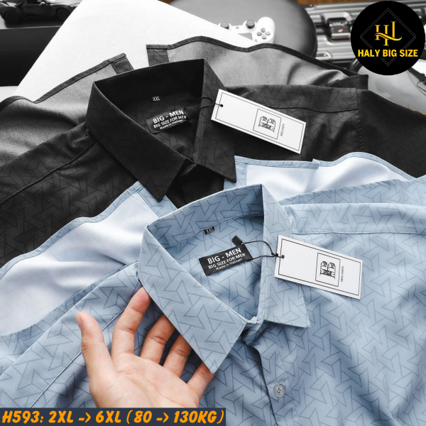 Áo sơ mi nam big size tay ngắn vải cao cấp QC H593