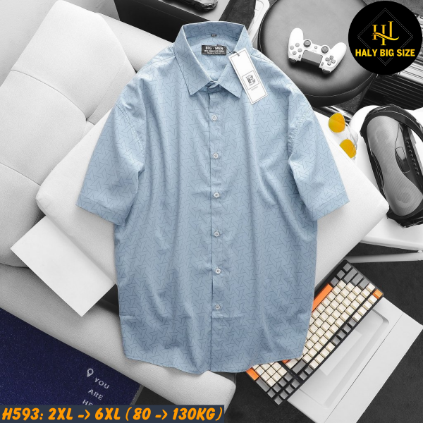 Áo sơ mi nam big size tay ngắn vải cao cấp QC H593