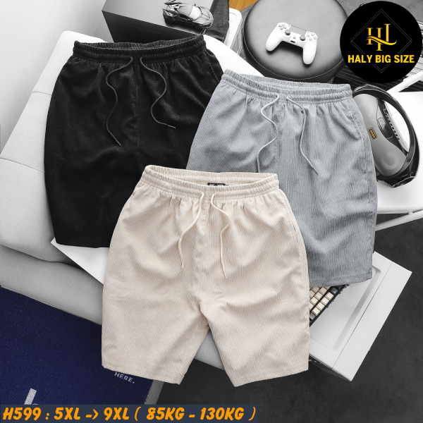 Short thun nam big size vải nhung tăm H599