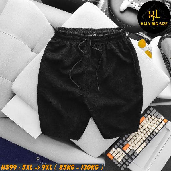 Short thun nam big size vải nhung tăm H599