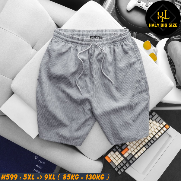 Short thun nam big size vải nhung tăm H599