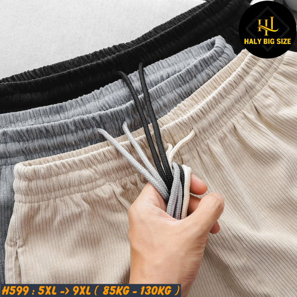 Short thun nam big size vải nhung tăm H599