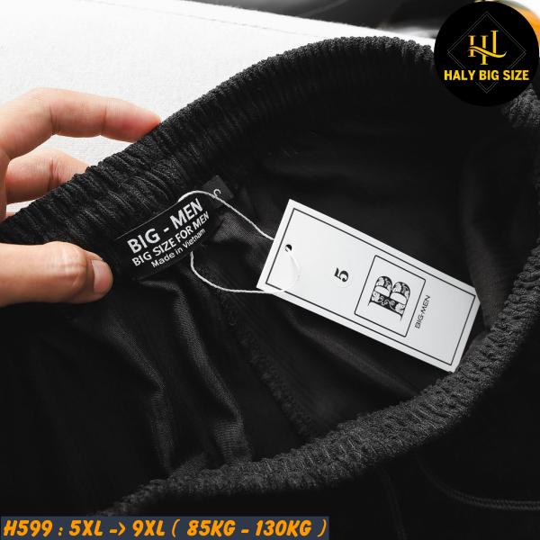 Short thun nam big size vải nhung tăm H599