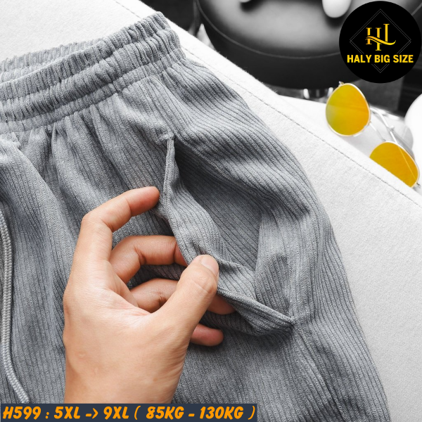 Short thun nam big size vải nhung tăm H599