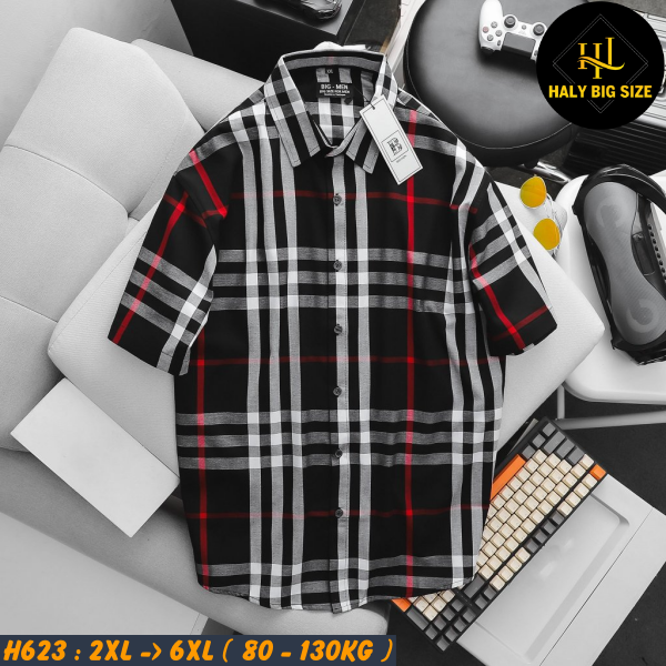 Áo sơ mi nam big size tay ngắn BBR H623