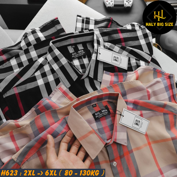 Áo sơ mi nam big size tay ngắn BBR H623