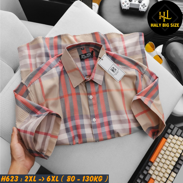 Áo sơ mi nam big size tay ngắn BBR H623