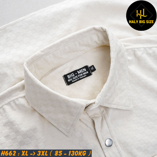 Áo sơ mi nam big size tay ngắn vải nhung caro H662