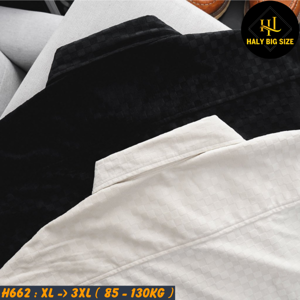 Áo sơ mi nam big size tay ngắn vải nhung caro H662