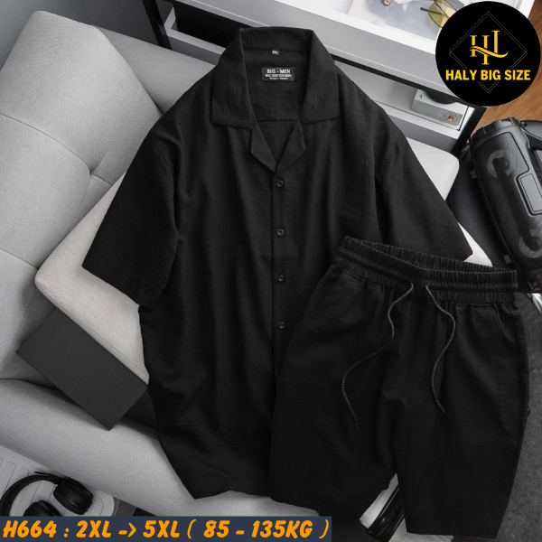 Đồ bộ nam big size vải đũi cổ vest H664