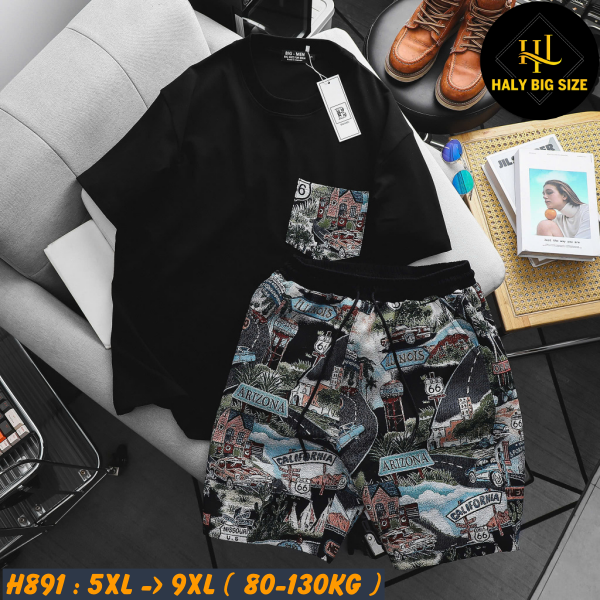 H891-Set bộ quần áo jean gấm big size nam