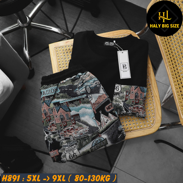 H891-Set bộ quần áo jean gấm big size nam