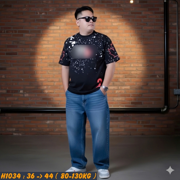 H1034-Quan-jean-dai-ong-rong-xanh-wash-big-size-nam